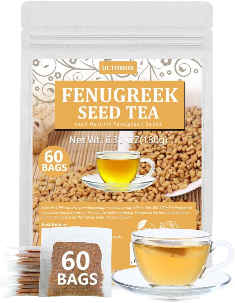 ULTHMOK Premium Fenugreek Seed Tea - 60 Natural Tea Bags, Caffeine Free - Image 1
